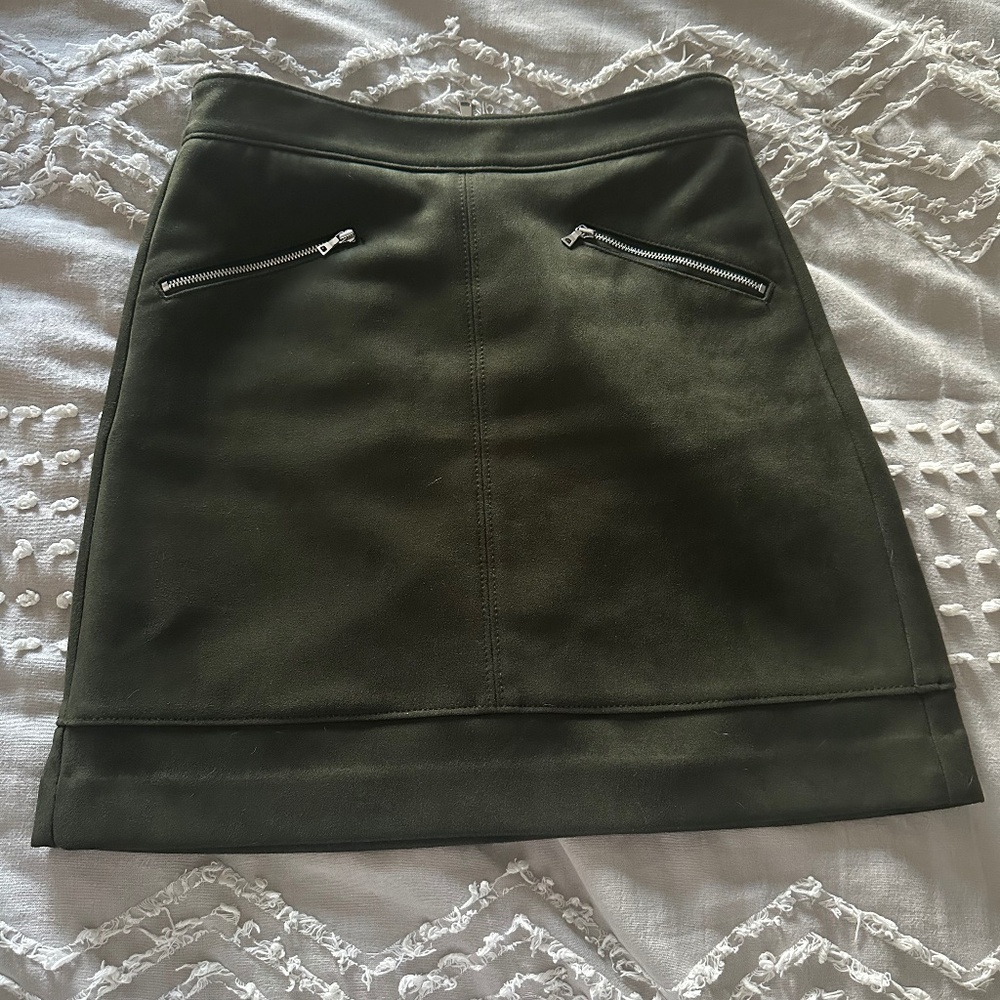 Olive Green Suede Skirt